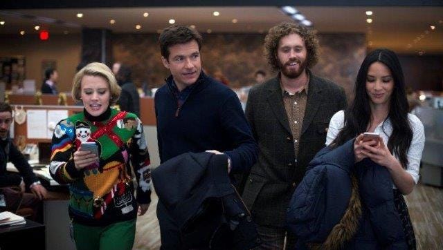 Kate McKinnon, from left, Jason Bateman, T.J. Miller and Olivia Munn star in "Office Christmas Party."