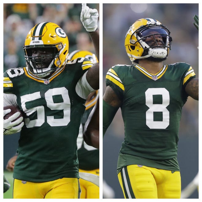 Left: Green Bay Packers linebacker De’Vondre Campbell. Right: Green Bay Packers wide receiver Amari Rodgers. The two have agreed to co-host USA TODAY NETWORK-Wisconsin's Clubhouse Live show this season.