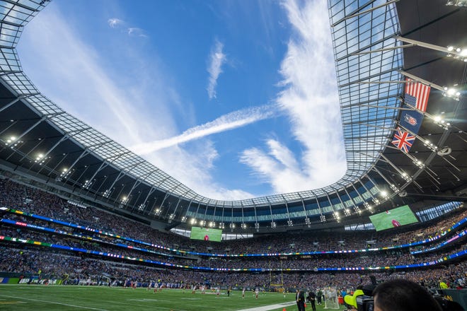 Tottenham Hotspur Stadium is shown during the Green Bay Packers game against the New York Giants. The New York Giants beat the Green Bay Packers 27-22.