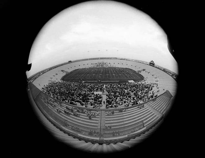 180-degree look in Lambeau Field when the Green Bay Packers held a public scrimmage on July 30, 1977, in Green Bay, Wis.